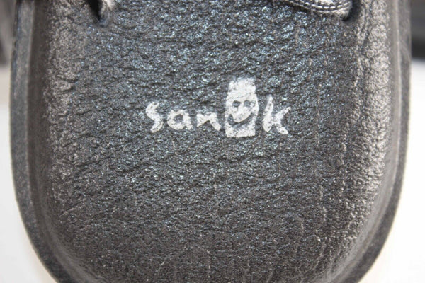 Sanuk Sz 8 Black Gray White Fabric Upper Thong Sandals