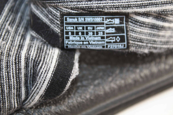 Sanuk Sz 8 Black Gray White Fabric Upper Thong Sandals