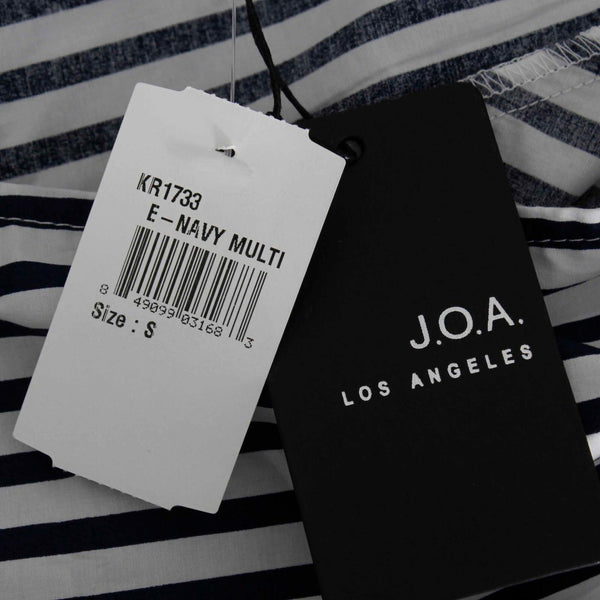 JOA NEW Sz S Navy Blue White Stripe Dolman Sleeve Side Tie Cotton Top