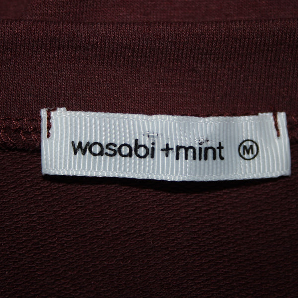 Wasabi Mint Sz M Burgundy Purple Crop Long Sleeve Polyester Cotton Top