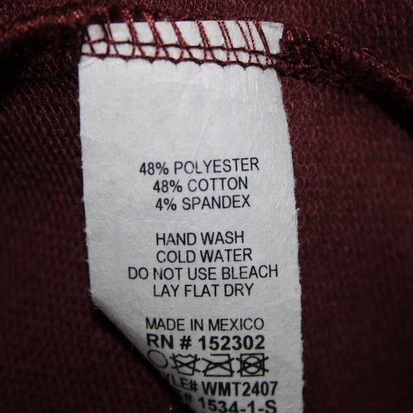 Wasabi Mint Sz M Burgundy Purple Crop Long Sleeve Polyester Cotton Top