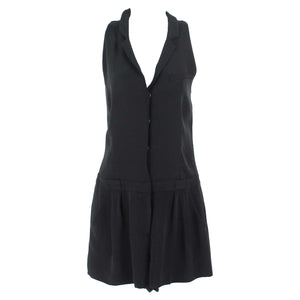 Elizabeth & James Sz 2 x 2.25 Black Lined Snaps Zip 100% Silk Poly Romper