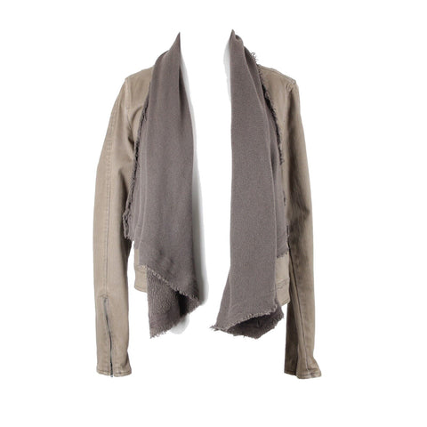 Free People Sz 4 Brown Scarf Detail Pockets Spandex Lined Cotton Jacket