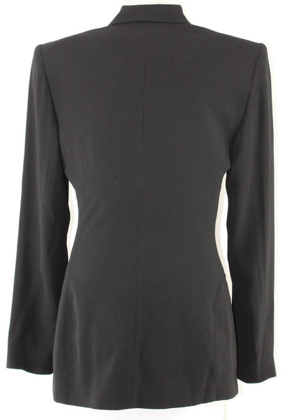Ellen Tracy Sz 4 Black Large Double Rhinestone Closure Acetate Blend Jacket
