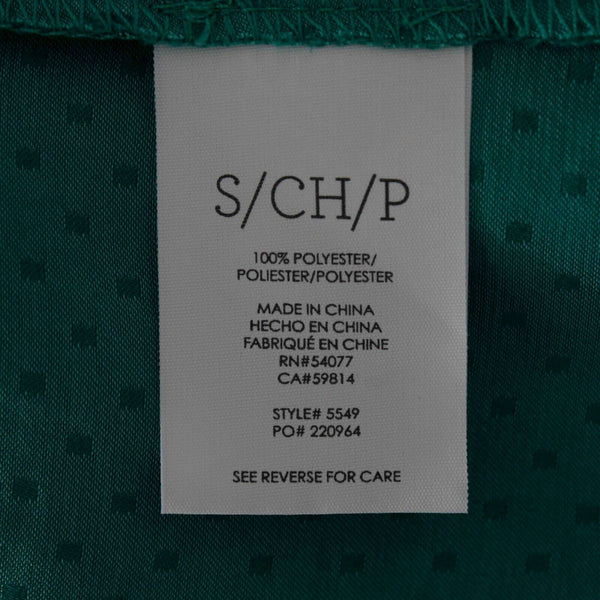 CAbi Sz S Green on Green Dotted Notched V Halter 100% Polyester Woven Top