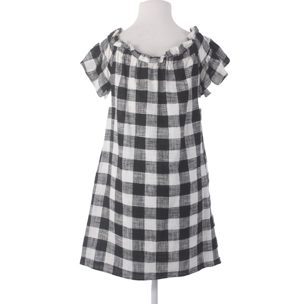 Corey Lynn Calter Dress Sz S Black White Plaid Gathered Top Cotton Poly Dress