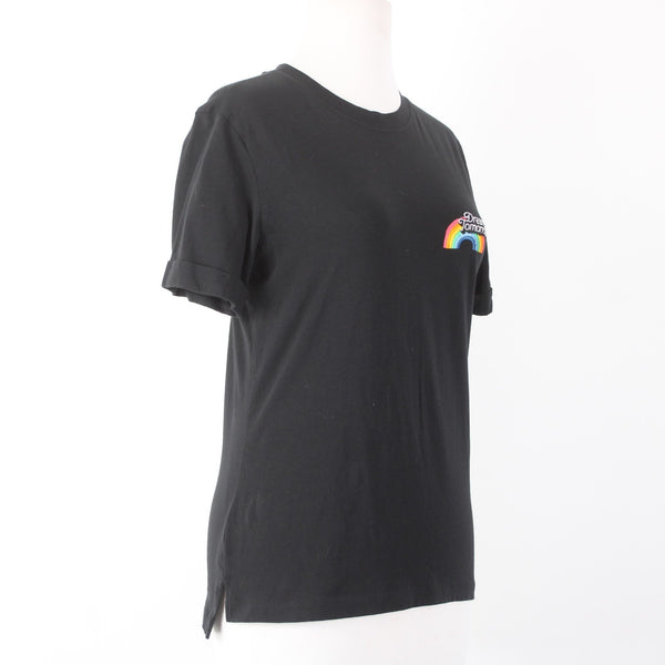 Maje Top Sz 1 Black Multi Colored Dream Tomorrow T Shirt 100% Cotton Top