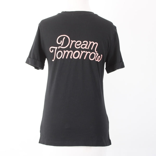 Maje Top Sz 1 Black Multi Colored Dream Tomorrow T Shirt 100% Cotton Top