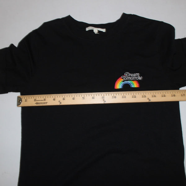 Maje Top Sz 1 Black Multi Colored Dream Tomorrow T Shirt 100% Cotton Top