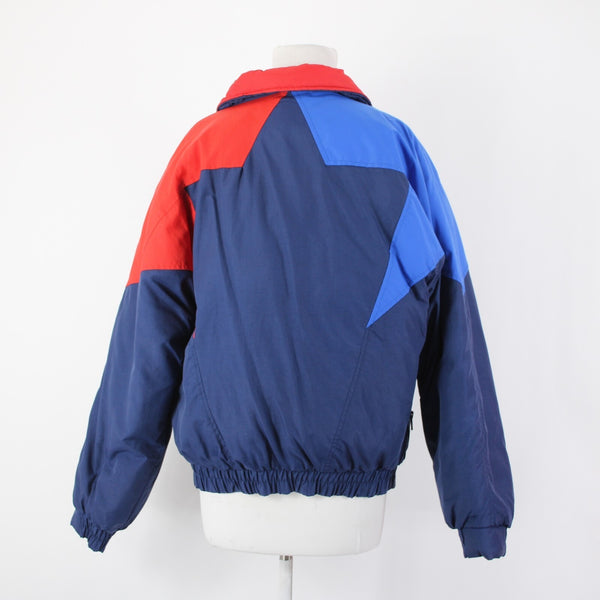 World Famous Skiing Sz M Navy Blue Red Collared Pockets 100% Nylon Jacket