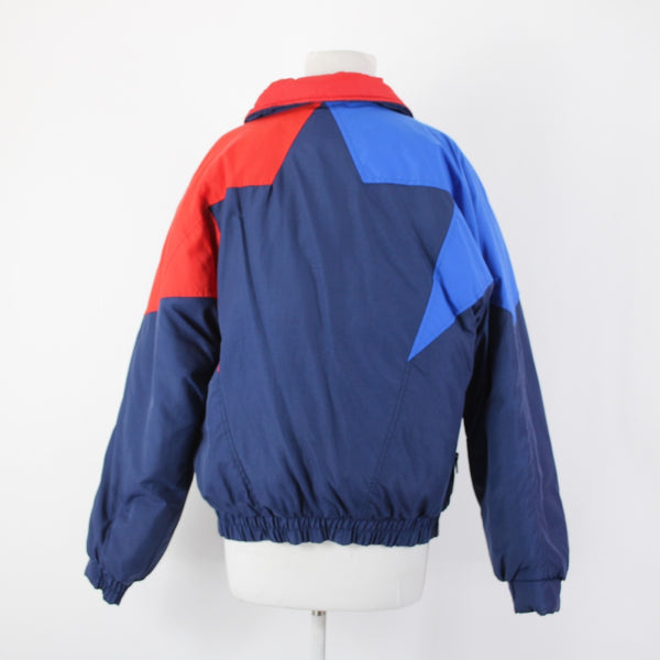 World Famous Skiing Sz M Navy Blue Red Collared Pockets 100% Nylon Jacket