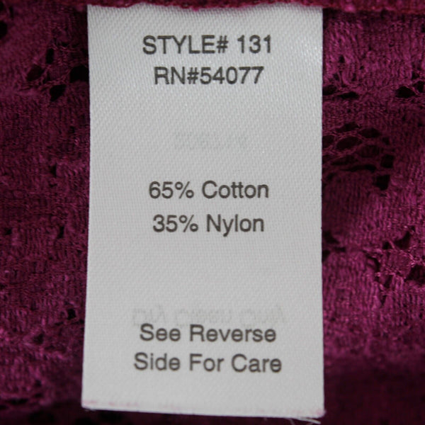 Cabi Sz XS Purple Sheer Lace Hi Lo Back Zip Pleated Cotton Nylon Top