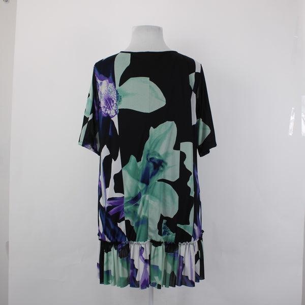 Style Co Top NEW $60 Sz 3X Black Mint Multi Color Floral Ruffles 100% Nylon Top