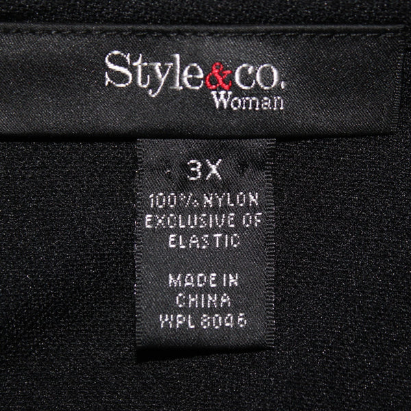 Style Co Top NEW $60 Sz 3X Black Mint Multi Color Floral Ruffles 100% Nylon Top