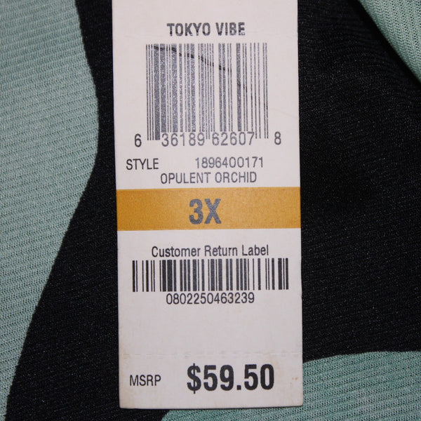 Style Co Top NEW $60 Sz 3X Black Mint Multi Color Floral Ruffles 100% Nylon Top