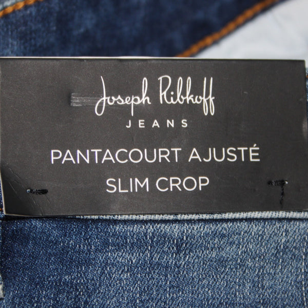 Joseph Ribkoff NEW Sz 18 Pantacourt 18 x 26 Denim White Floral Cotton Slim Crop