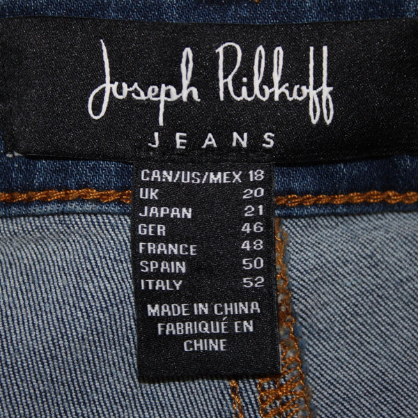 Joseph Ribkoff NEW Sz 18 Pantacourt 18 x 26 Denim White Floral Cotton Slim Crop