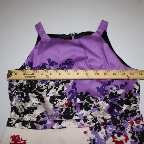 Elie Tahari Sz 2 Purple Red Multicolor Floral Lined Cotton Elastane Dress