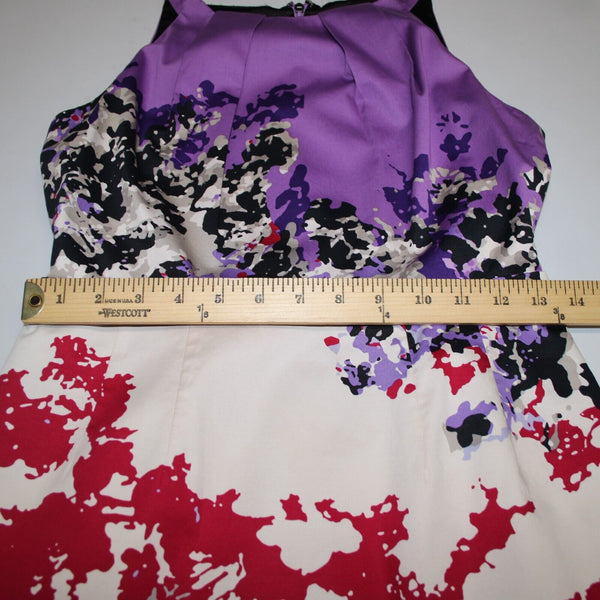 Elie Tahari Sz 2 Purple Red Multicolor Floral Lined Cotton Elastane Dress