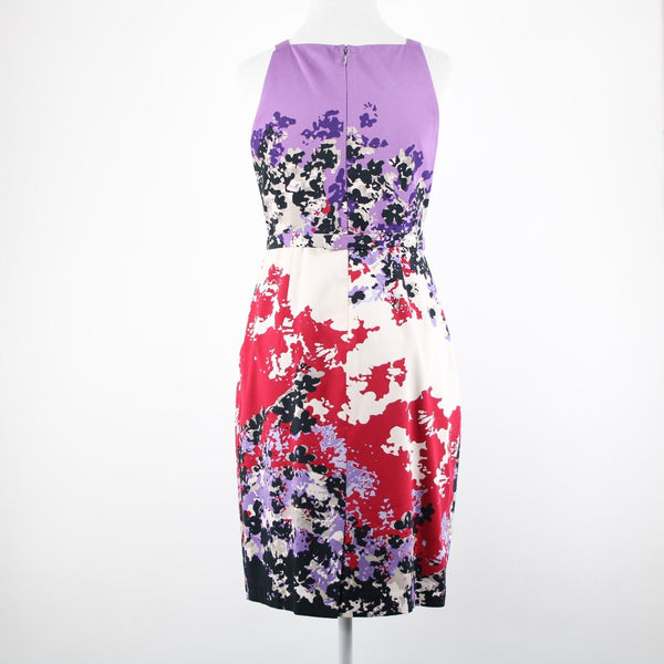 Elie Tahari Sz 2 Purple Red Multicolor Floral Lined Cotton Elastane Dress