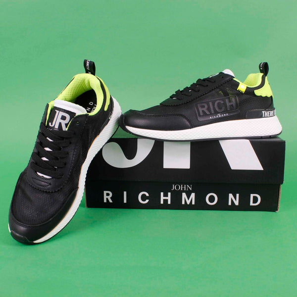 John Richmond NEW Sz 39 Black Lime White Lace Up Womens Athletic Shoes