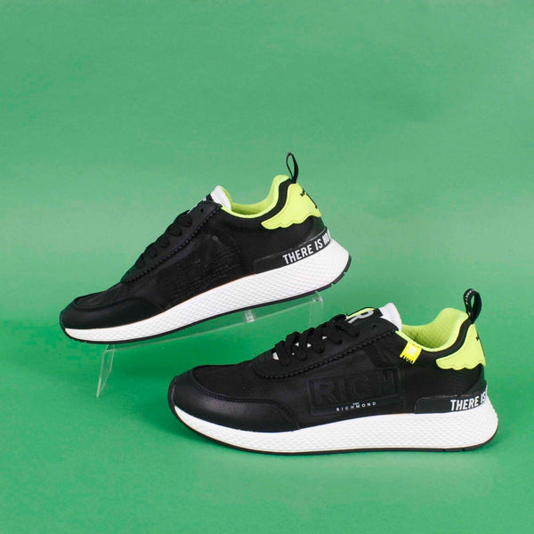 John Richmond NEW Sz 39 Black Lime White Lace Up Womens Athletic Shoes