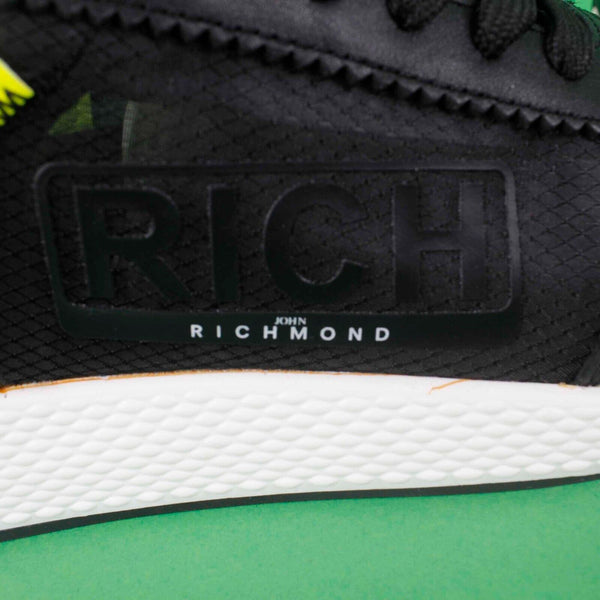 John Richmond NEW Sz 39 Black Lime White Lace Up Womens Athletic Shoes