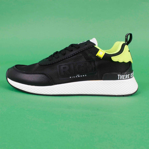 John Richmond NEW Sz 39 Black Lime White Lace Up Womens Athletic Shoes