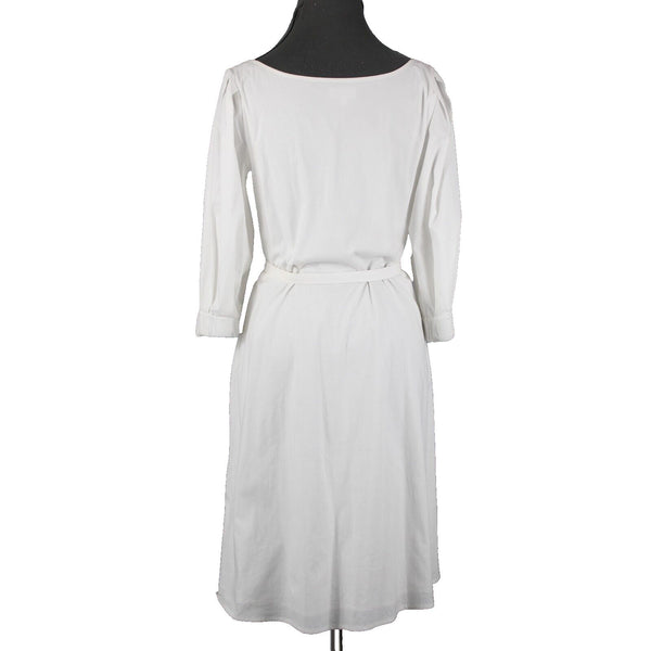 LPA Sz S Ivory White Belted Sweetheart Scoop Neck Button Front Shirt Dress