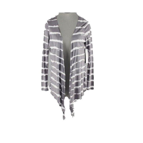 Tribal NWT $79 Sz S Grey White Modal Cotton Blend Open Jersey Jacket