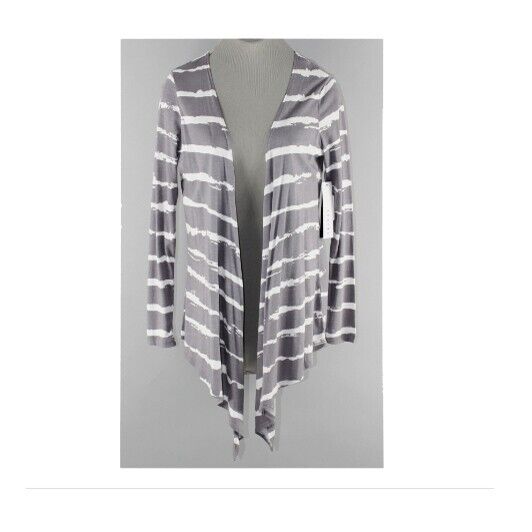 Tribal NWT $79 Sz S Grey White Modal Cotton Blend Open Jersey Jacket