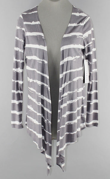 Tribal NWT $79 Sz S Grey White Modal Cotton Blend Open Jersey Jacket