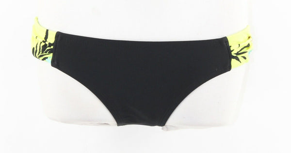 Xhilaration NEW Sz M Black Lime Multi Nylon Spandex Poly Bikini Bottom 256R