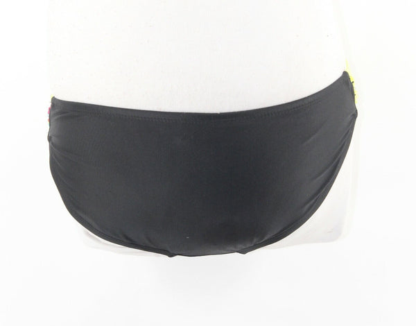 Xhilaration NEW Sz M Black Lime Multi Nylon Spandex Poly Bikini Bottom 256R