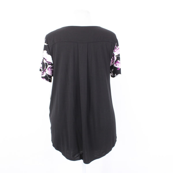 Alfani Top NEW $50 Sz 3X Black White Purple Floral Rayon Spandex Top