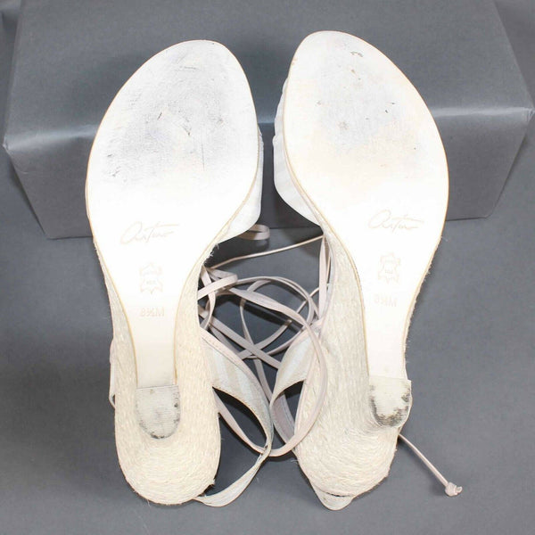 Arturo Chiang Kara Sz 8.5 Tan Pink Leather Strappy 2.5" Wedge Heels