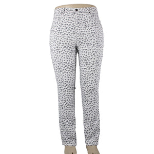 Style Co NEW $49 Sz 14 x 30 Gray White Animal Prnt Mid Rise Straight Cotton Pant