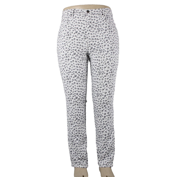 Style Co NEW $49 Sz 14 x 30 Gray White Animal Prnt Mid Rise Straight Cotton Pant
