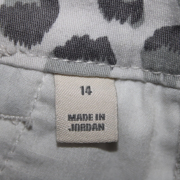 Style Co NEW $49 Sz 14 x 30 Gray White Animal Prnt Mid Rise Straight Cotton Pant
