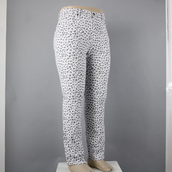 Style Co NEW $49 Sz 14 x 30 Gray White Animal Prnt Mid Rise Straight Cotton Pant