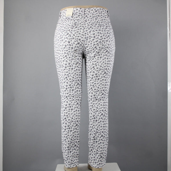 Style Co NEW $49 Sz 14 x 30 Gray White Animal Prnt Mid Rise Straight Cotton Pant