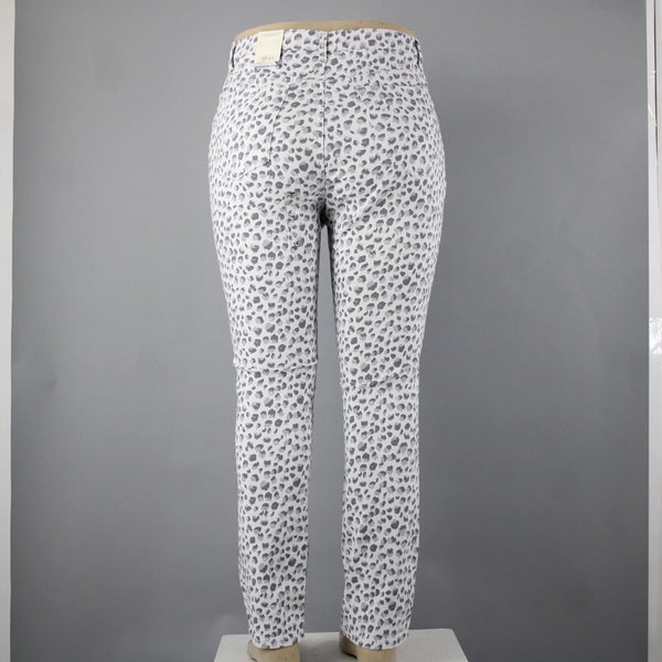 Style Co NEW $49 Sz 14 x 30 Gray White Animal Prnt Mid Rise Straight Cotton Pant