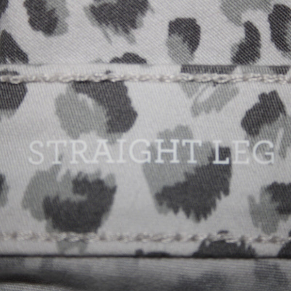Style Co NEW $49 Sz 14 x 30 Gray White Animal Prnt Mid Rise Straight Cotton Pant