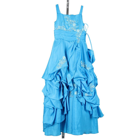 Mary's Bridals Sz 6 Girls Blue Sequin Beaded W/ Purse 100% Polyester Dress