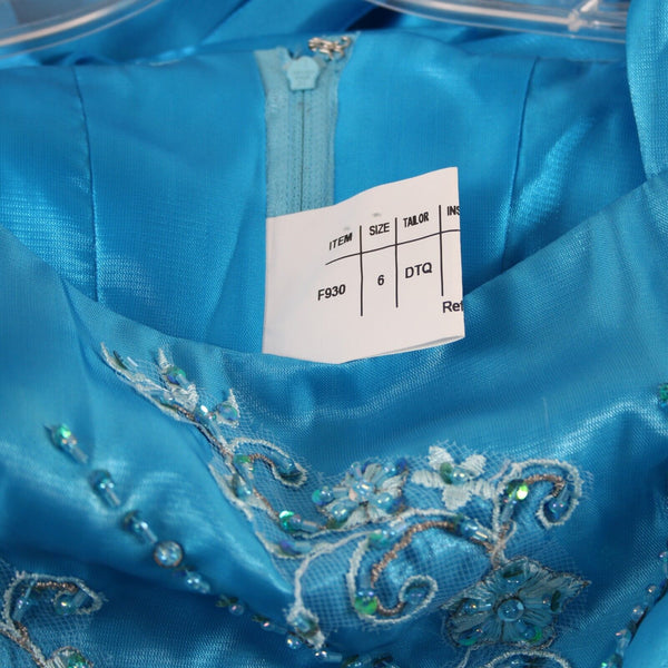 Mary's Bridals Sz 6 Girls Blue Sequin Beaded W/ Purse 100% Polyester Dress
