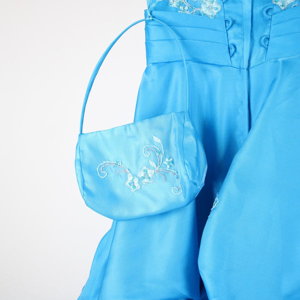 Mary's Bridals Sz 6 Girls Blue Sequin Beaded W/ Purse 100% Polyester Dress