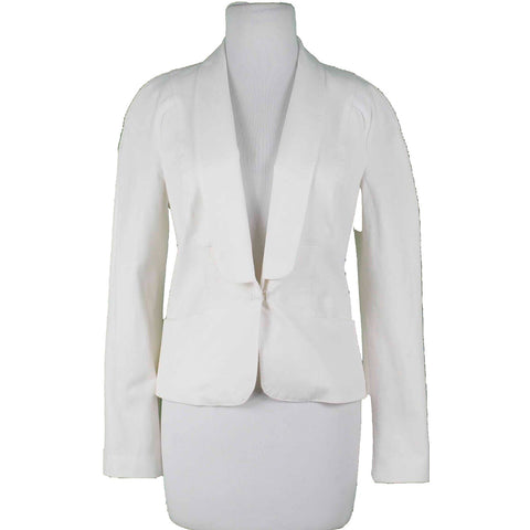 Leon Max Limited Edition NEW $248 Sz 2 Ivory Lined Pockets Cotton Blend Jacket
