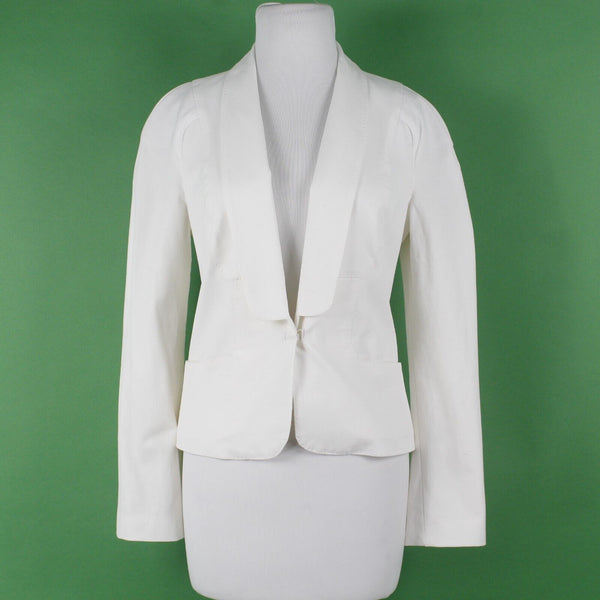 Leon Max Limited Edition NEW $248 Sz 2 Ivory Lined Pockets Cotton Blend Jacket