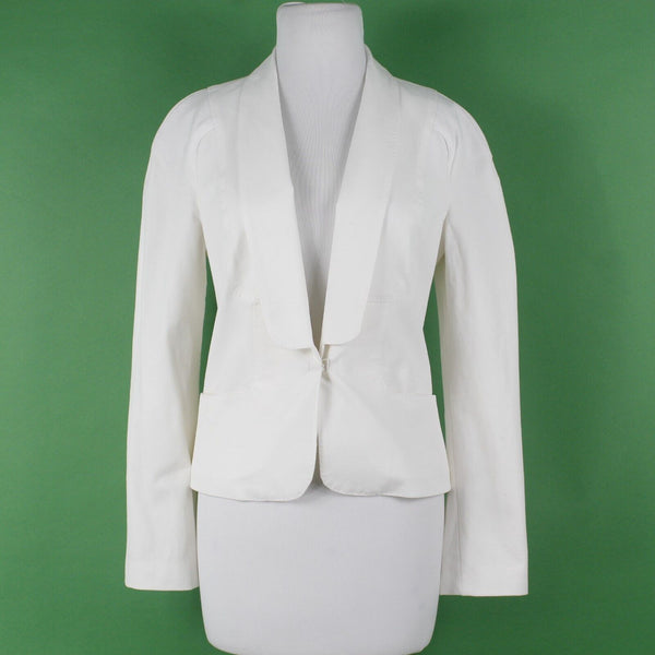 Leon Max Limited Edition NEW $248 Sz 2 Ivory Lined Pockets Cotton Blend Jacket