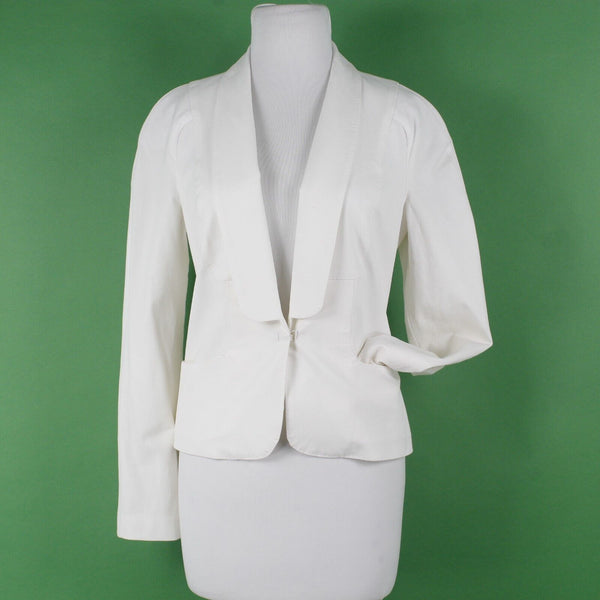 Leon Max Limited Edition NEW $248 Sz 2 Ivory Lined Pockets Cotton Blend Jacket